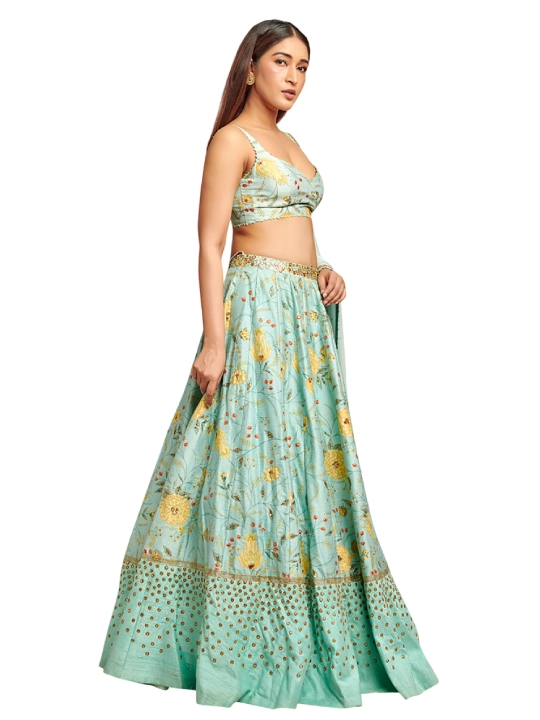 Light Blue Printed Lehenga