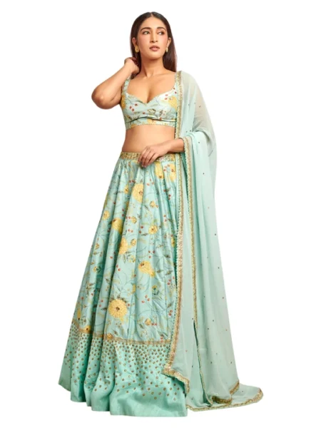 Light Blue Printed Lehenga
