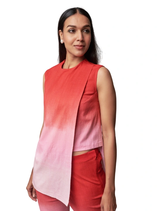 Red & Pink Stretchable Cotton Co-Ord Set