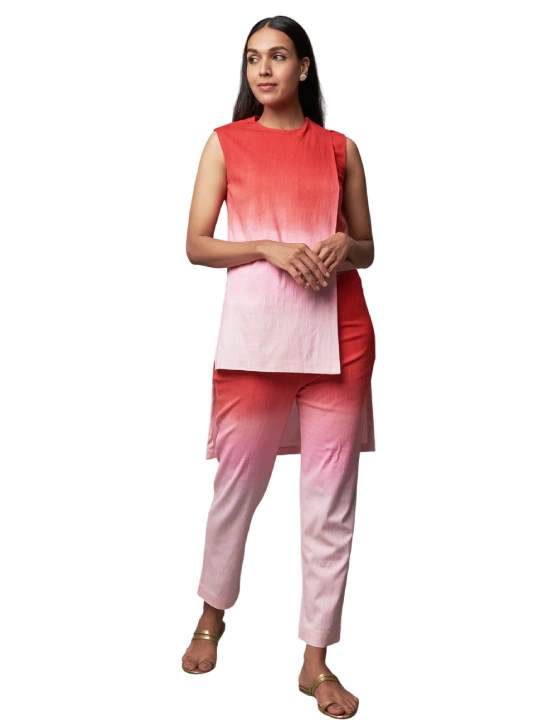 Red & Pink Stretchable Cotton Co-Ord Set