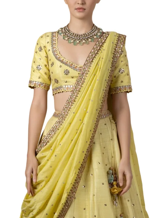Yellow Embroidered Lehenga Set