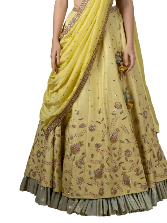 Yellow Embroidered Lehenga Set