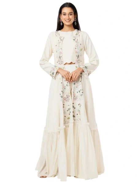 ivory Embroidered Jacket Set