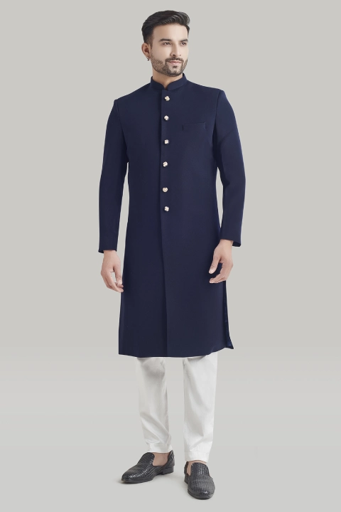 Dark Blue Sherwani and Pants Set