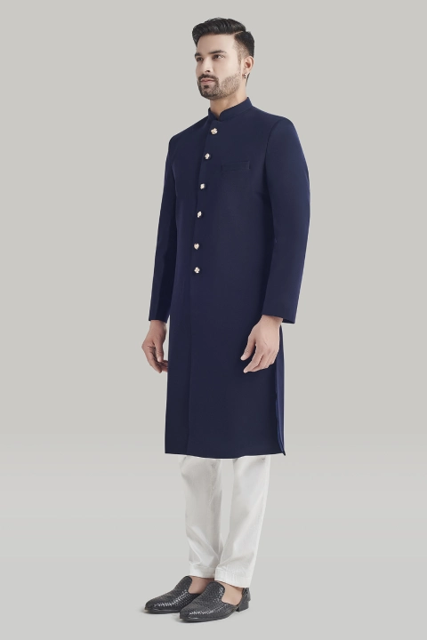 Dark Blue Sherwani and Pants Set