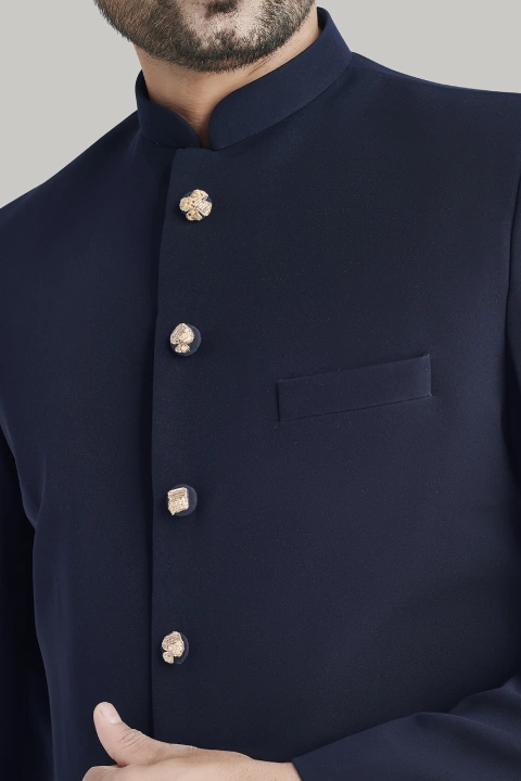 Dark Blue Sherwani and Pants Set