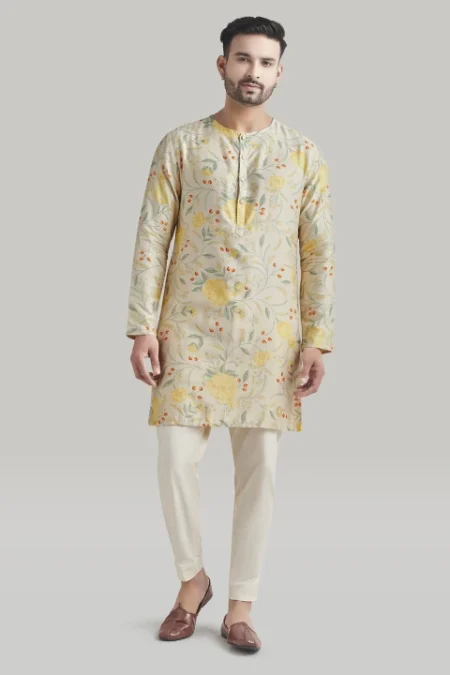 Ivory Printed Kurta and Pants Set