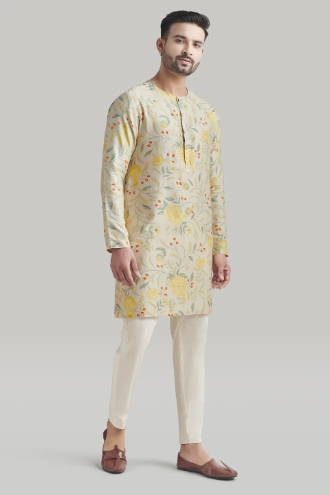 Ivory Printed Kurta and Pants Set