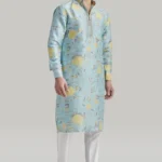Light Blue Printed Kurta and Pants Set