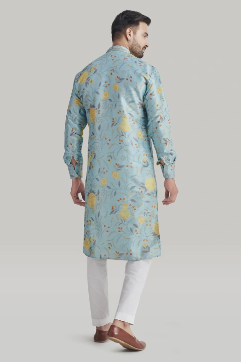 Light Blue Printed Kurta and Pants Set