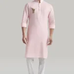 Light Pink Embroidered Kurta and Pants Set