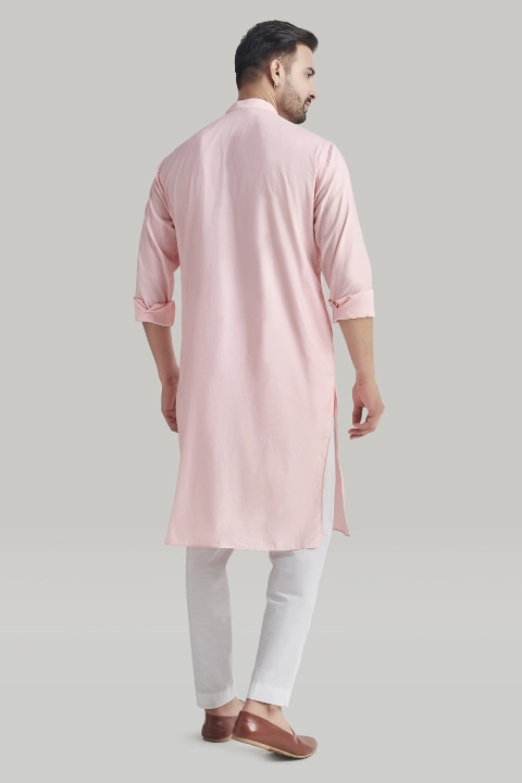 Light Pink Embroidered Kurta and Pants Set