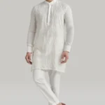 White Embroidered Kurta and Pants Set