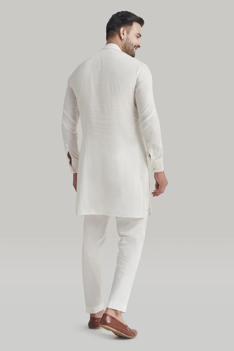 White Embroidered Kurta and Pants Set