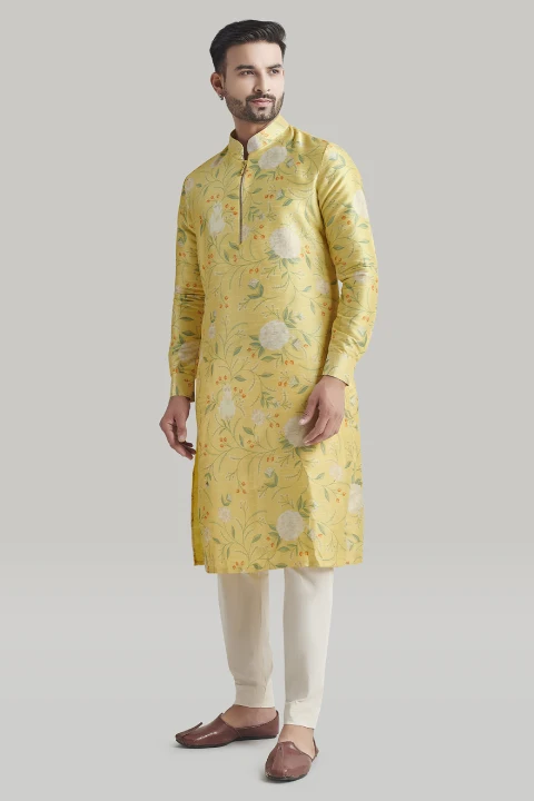 Yellow Printed Kurta and Pants Set