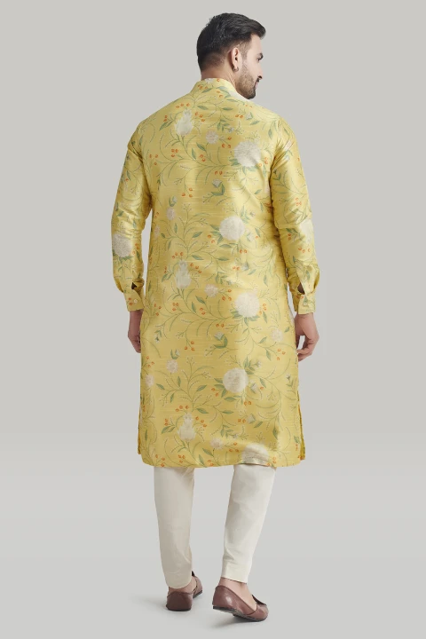 Yellow Printed Kurta and Pants Set
