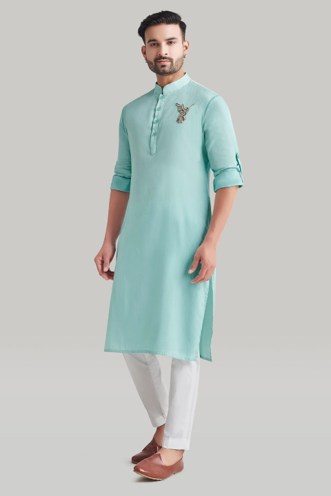 light blue embroidered kurta and pant set