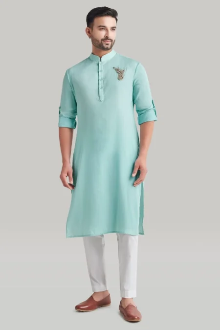 light blue embroidered kurta and pant set