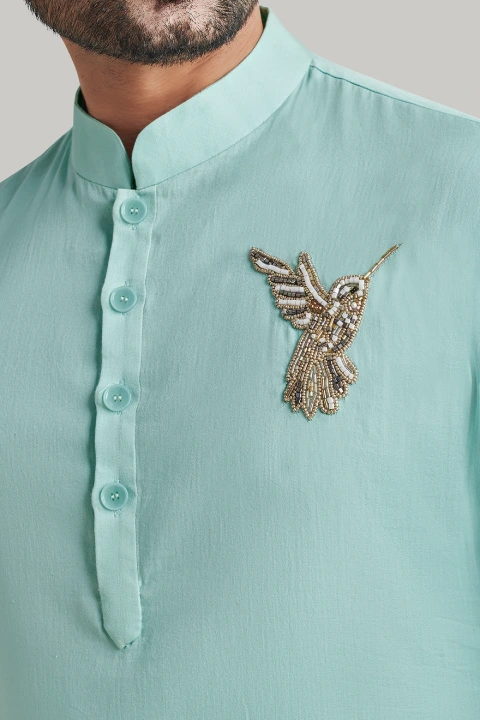 light blue embroidered kurta and pant set