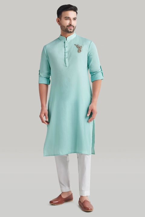 light blue embroidered kurta and pant set