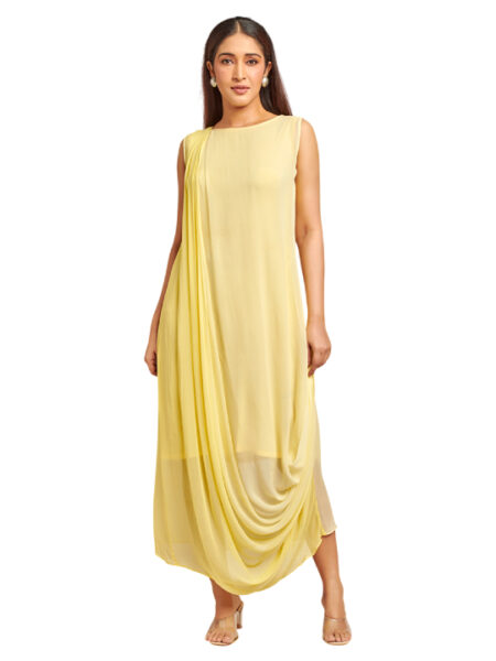 Yellow Ombre Drape Dress