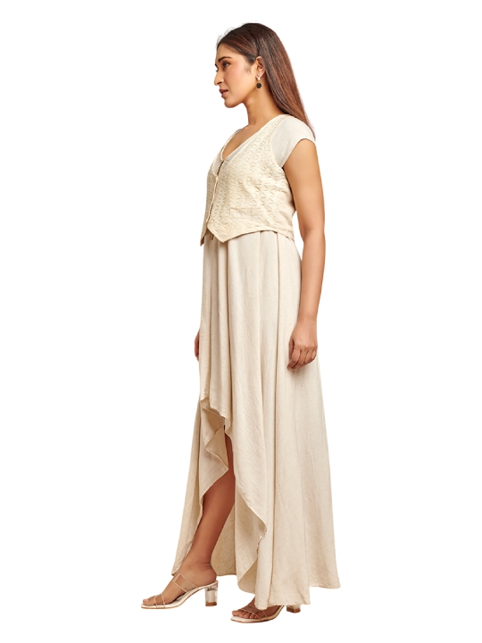 Ivory assymetic dress with jacket