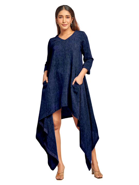 Blue assymetric dress