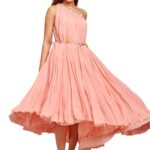 Peach ruffled one shoulder dress