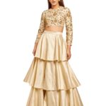 Ivory Silk Layered Lehenga Set