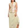 ivory printed top with drape skirt