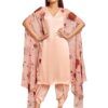 Peach Suit Set with Printed Cape Set