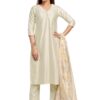 ivory kurta set with printed organza dupatta
