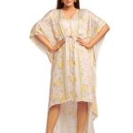 Ivory assymetric printed kaftan