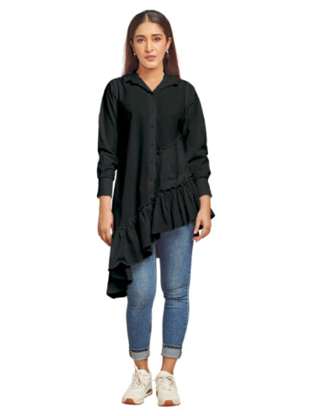 Black assymetric shirt dress
