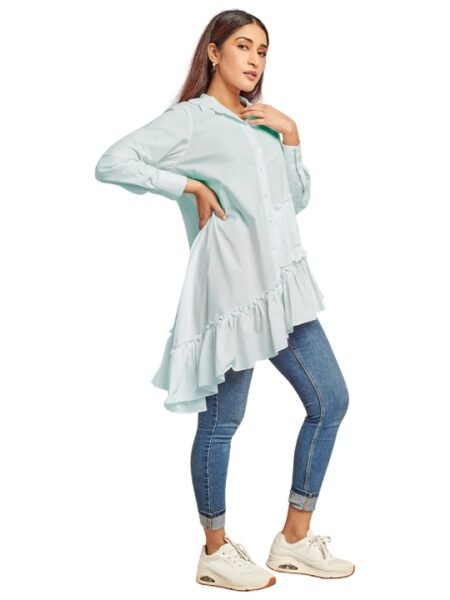 Light Blue Assymetric Shirt Dress