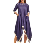Blue and white assymetric dress