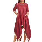 red and white assymetric dress