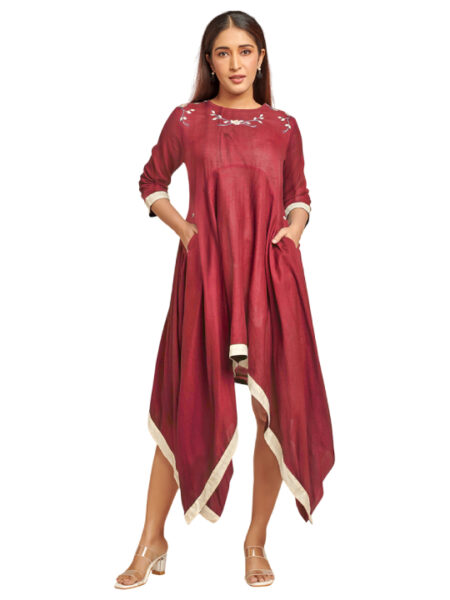 red and white assymetric dress