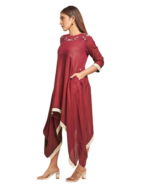 red and white assymetric dress