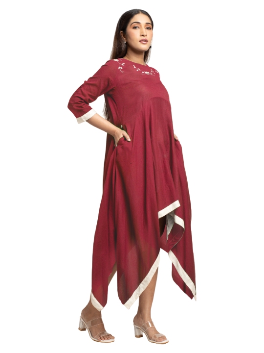 red and white assymetric dress