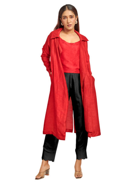 Red and yellow trench coat set