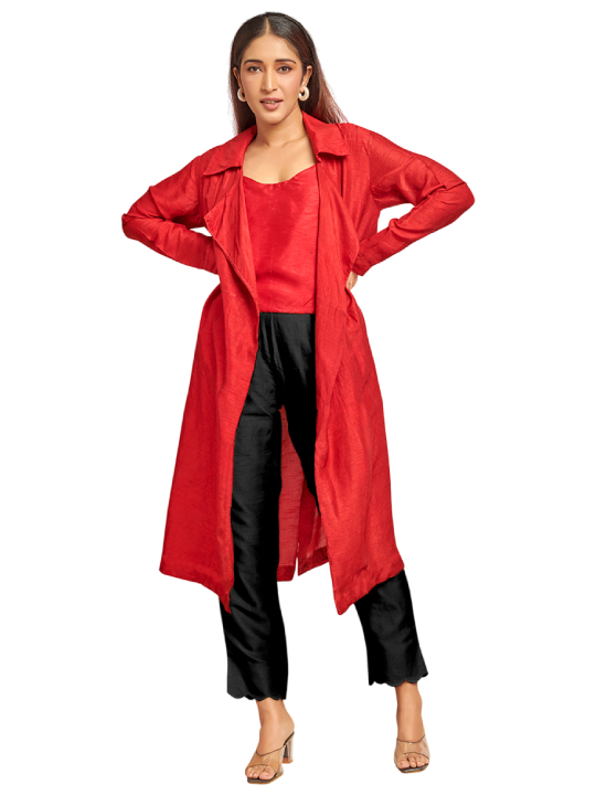 Red and yellow trench coat set