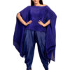 dark blue Pleated drape top with dhoti
