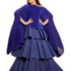 Dark blue pleated drape top with multilayered skirt