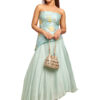 Light Blue Printed Corset Top with Assymetric Skirt