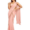 Peach georgette embroidered drape saree