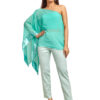 Light blue assymetric kaftan top set
