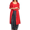 red and black trench coat set