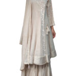 Ivory cotton embroidered sharara set