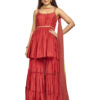 Red embroidered sharara Set